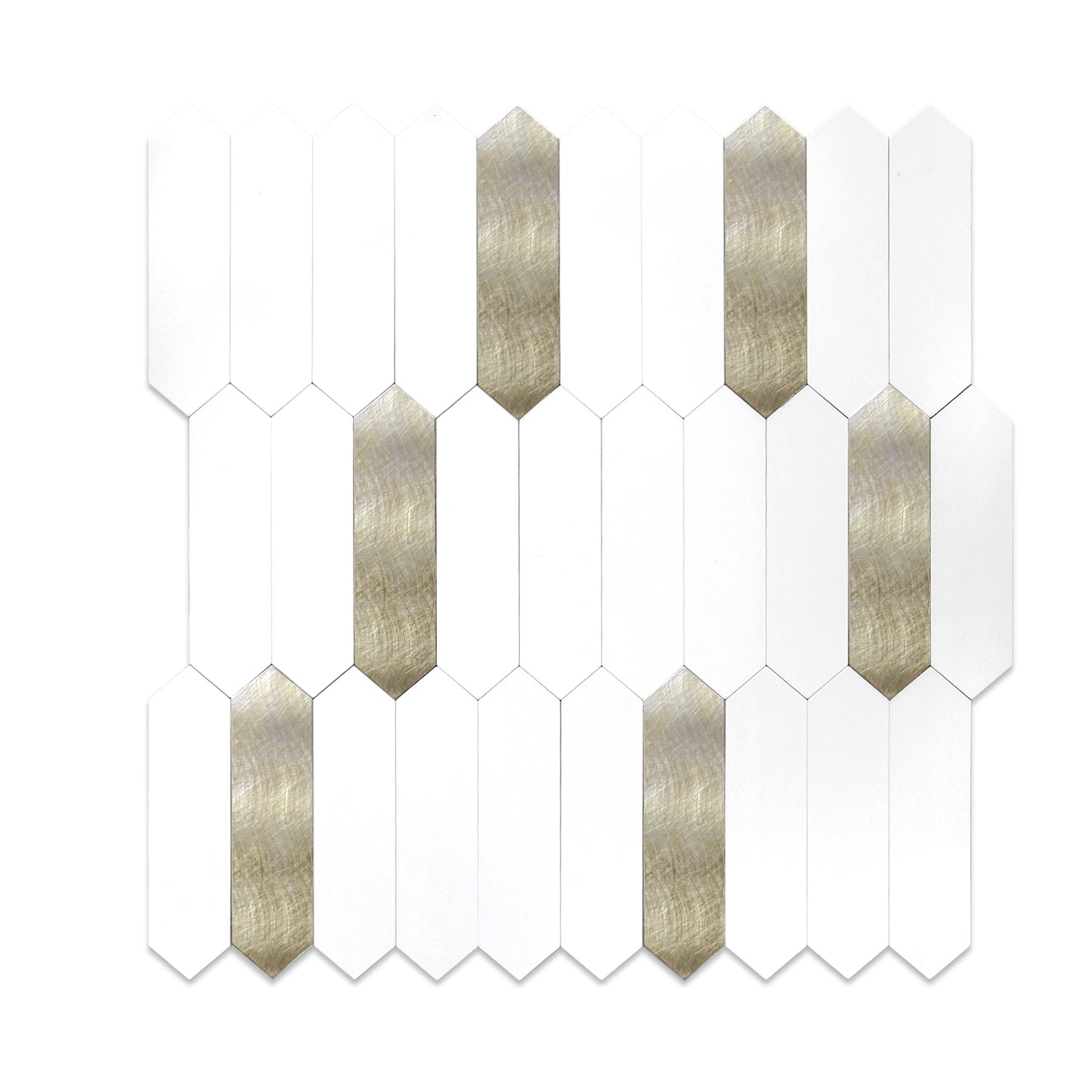 WJX-684 Luxus+++: luxuriöse und selbstklebende Küchenrückwand (Hochglanz Weiss- Gold 31cm x30cm x4mm) neues Modell 2025