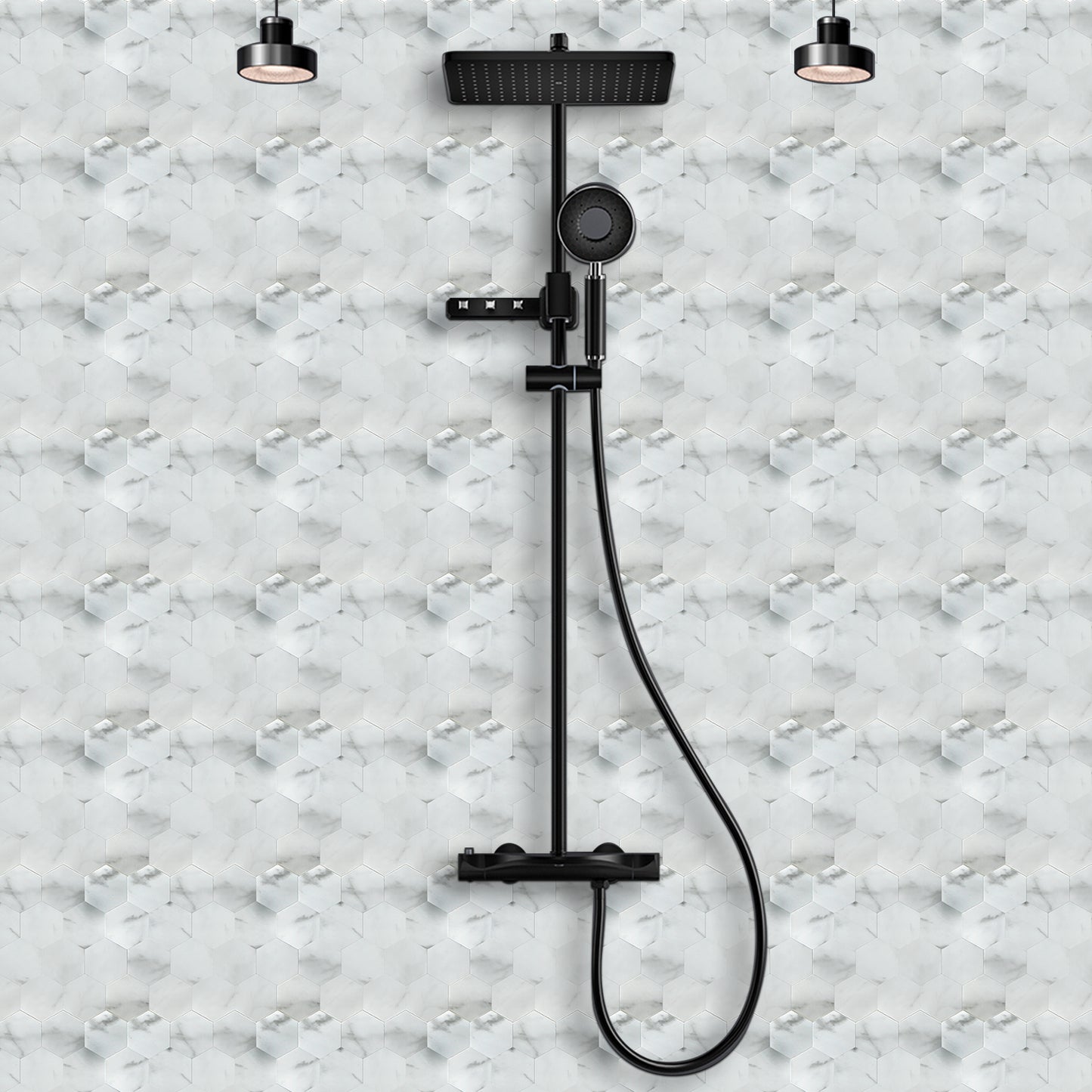 WJS-6029 Luxus+++ : luxuriöse und selbstklebende Küchenrückwand (Weiss-Matt,29.2cm x25.5cm x3.3mm) neues Modell 2025