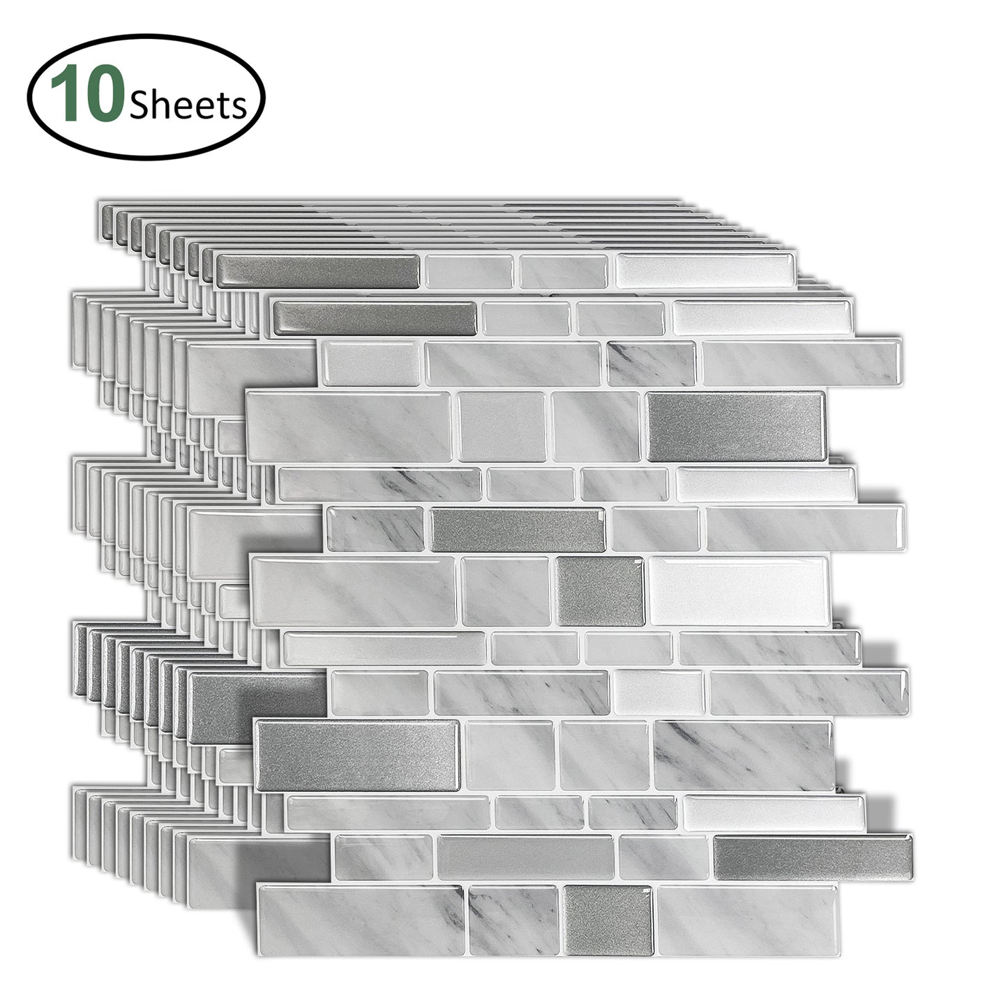 HB-302 Luxus+++: luxuriöse und selbstklebende Küchenrückwand (Hochglanz Grau-Mamor 31cm x30cm x2,5mm) neues Modell 2025