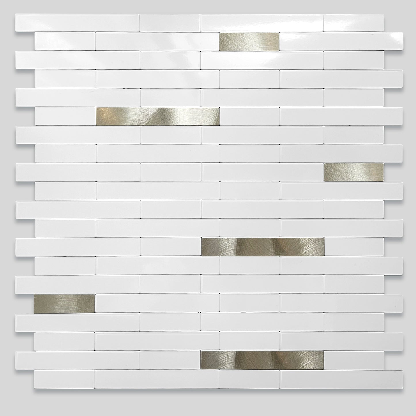 WJX-3117 Luxus+++ : luxuriöse und selbstklebende Küchenrückwand (Hochglanz Weiss-Gold, 29cm x29.5cm x3.3mm) neues Modell 2025