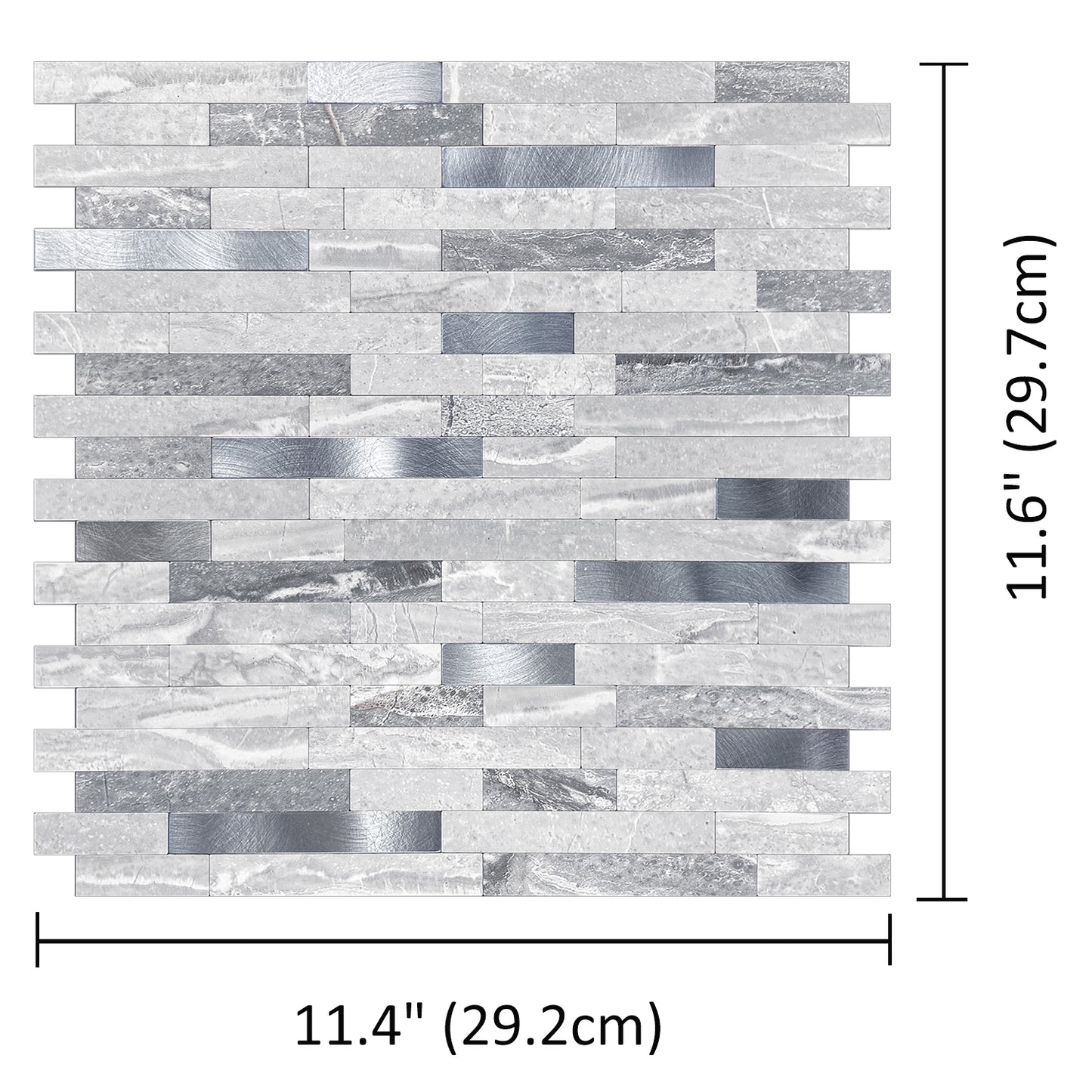 WJS-8031 Luxus+++: luxuriöse und selbstklebende Küchenrückwand (Mamor Grau-Silber,29cm x29.5cm x4mm) neues Modell 2025