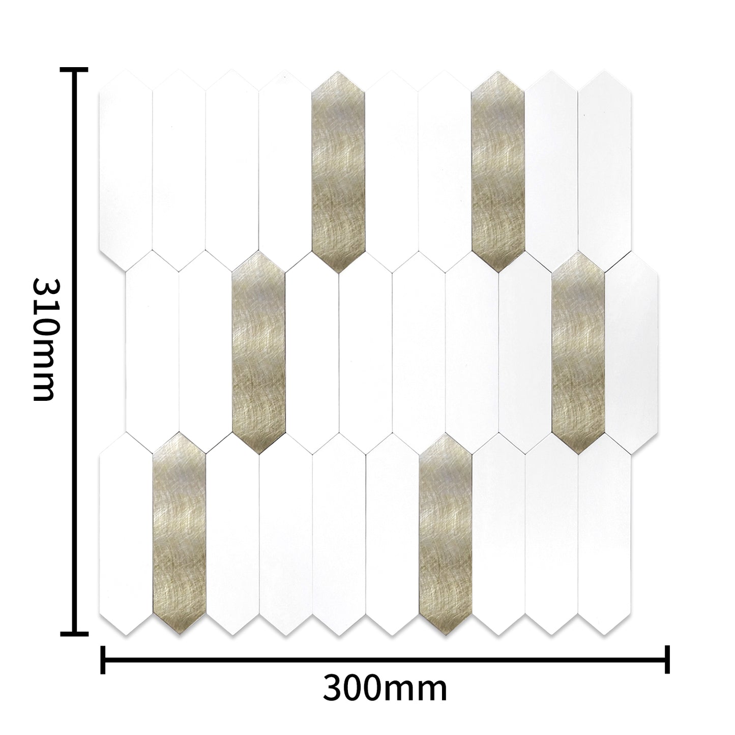 WJX-684 Luxus+++: luxuriöse und selbstklebende Küchenrückwand (Hochglanz Weiss- Gold 31cm x30cm x4mm) neues Modell 2025