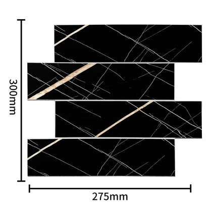 WJS-609 Luxus+++: luxuriöse und selbstklebende Küchenrückwand- (Hochglanz Schwarz Gold-Mamor ,30cm x27,5cm x4mm) neues Modell 2025