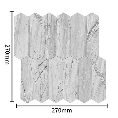 WJR-570 Luxus+++: luxuriöse und selbstklebende Küchenrückwand (Grau-Mamor Silber, 27cm x27cm x3.3mm)  neues Modell 2025