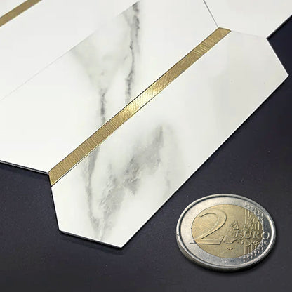 WJR-568 Luxus+++: luxuriöse und selbstklebende Küchenrückwand (Weiss-Mamor Gold ,27cm x27cm x3.3mm) neues Modell 2025