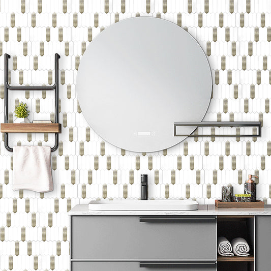 WJX-684 Luxus+++: luxuriöse und selbstklebende Küchenrückwand (Hochglanz Weiss- Gold 31cm x30cm x4mm) neues Modell 2025