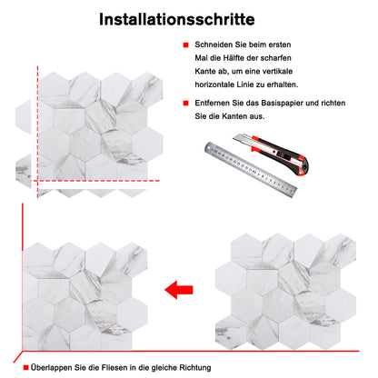 WJR-584 Luxus+++: luxuriöse und selbstklebende Küchenrückwand (Weiss-Matt ,29.2cm x25.5cm x3.3mm) neues Modell 2025