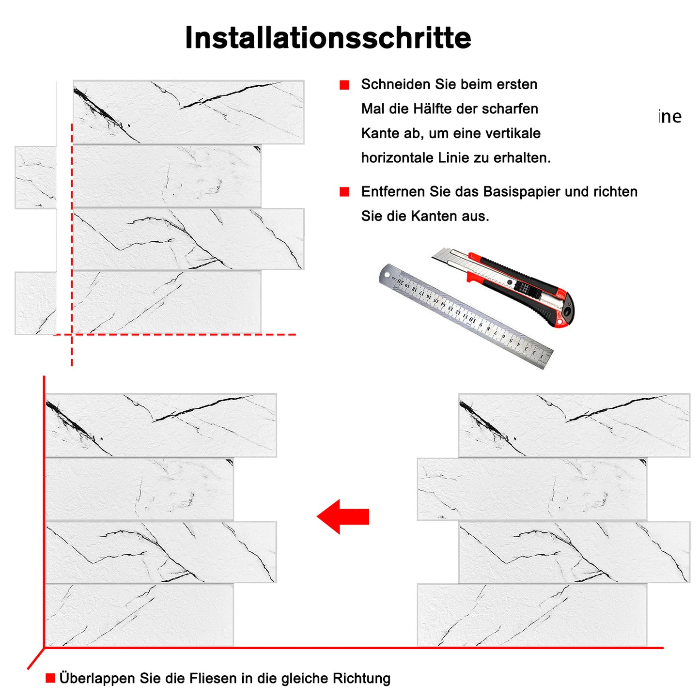 WJS-8007 Luxus+++: luxuriöse und selbstklebende Küchenrückwand (Weissmatt-Mamor ,30cm x27,5cm x4mm) neues Modell 2025