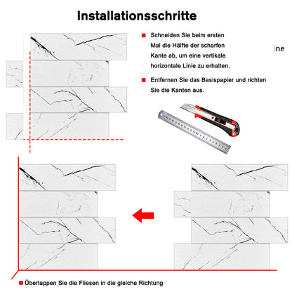 WJS-8007 Luxus+++: luxuriöse und selbstklebende Küchenrückwand (Weissmatt-Mamor ,30cm x27,5cm x4mm) neues Modell 2025